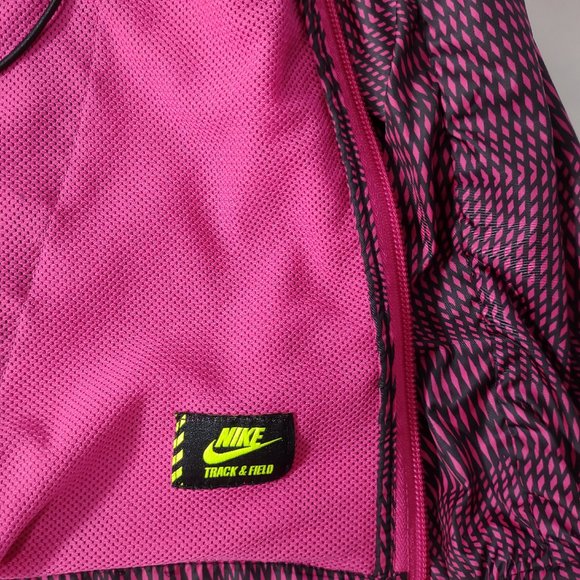 Nike Track & Field Pink Black Jacket Hooded XS Women - Picture 6 of 8